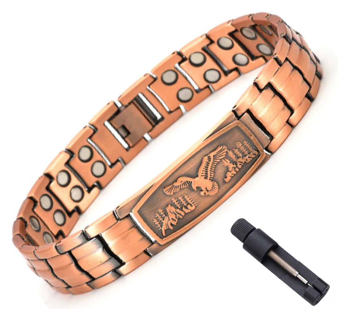 Moderngaloore Mens Pure Copper Magnetic Bracelet – Cross Design Double-Row Magnet, Gift for Husband or Dad