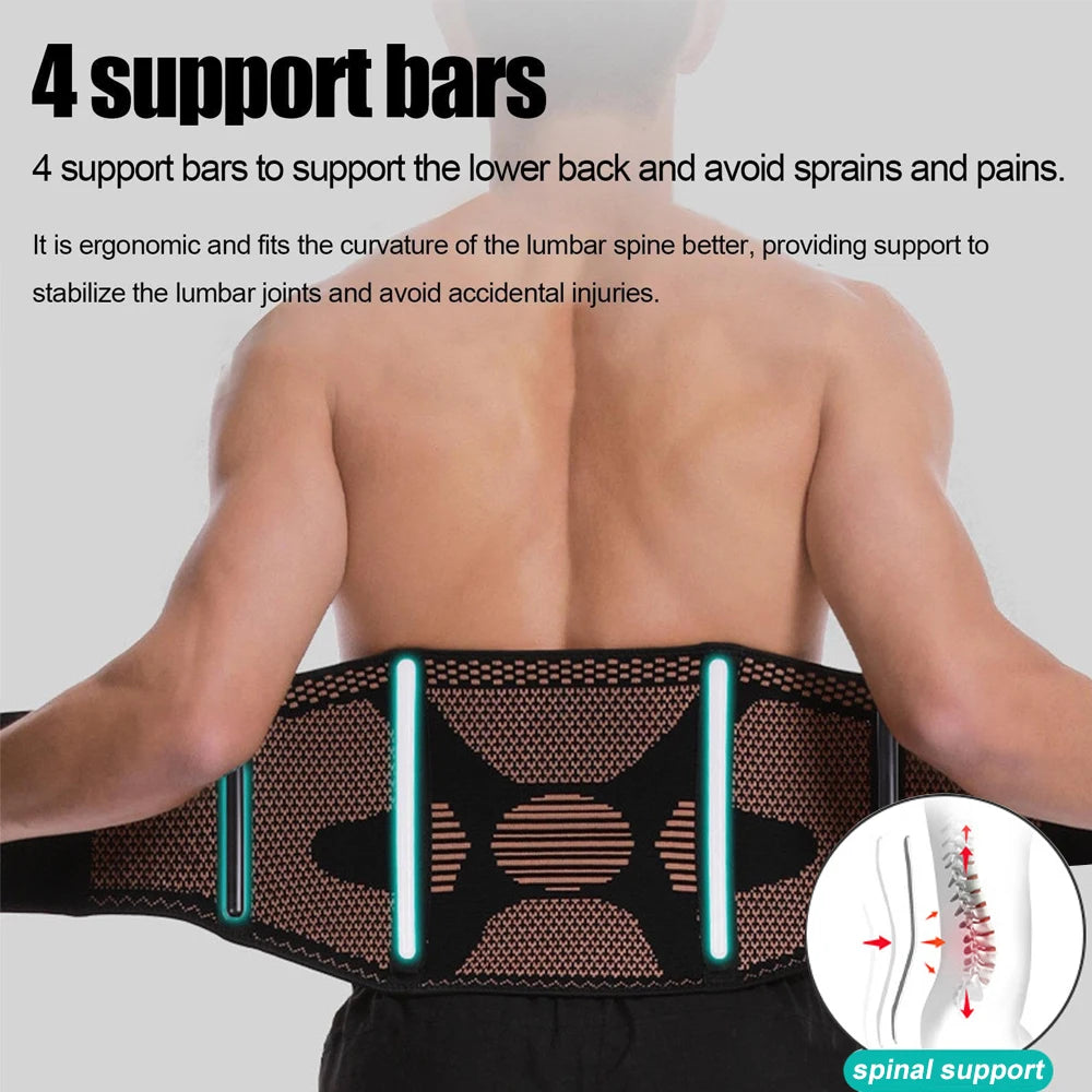 Moderngaloore Copper Back Brace for Men & Women – Adjustable Lumbar Support Belt for Work & Lifting
