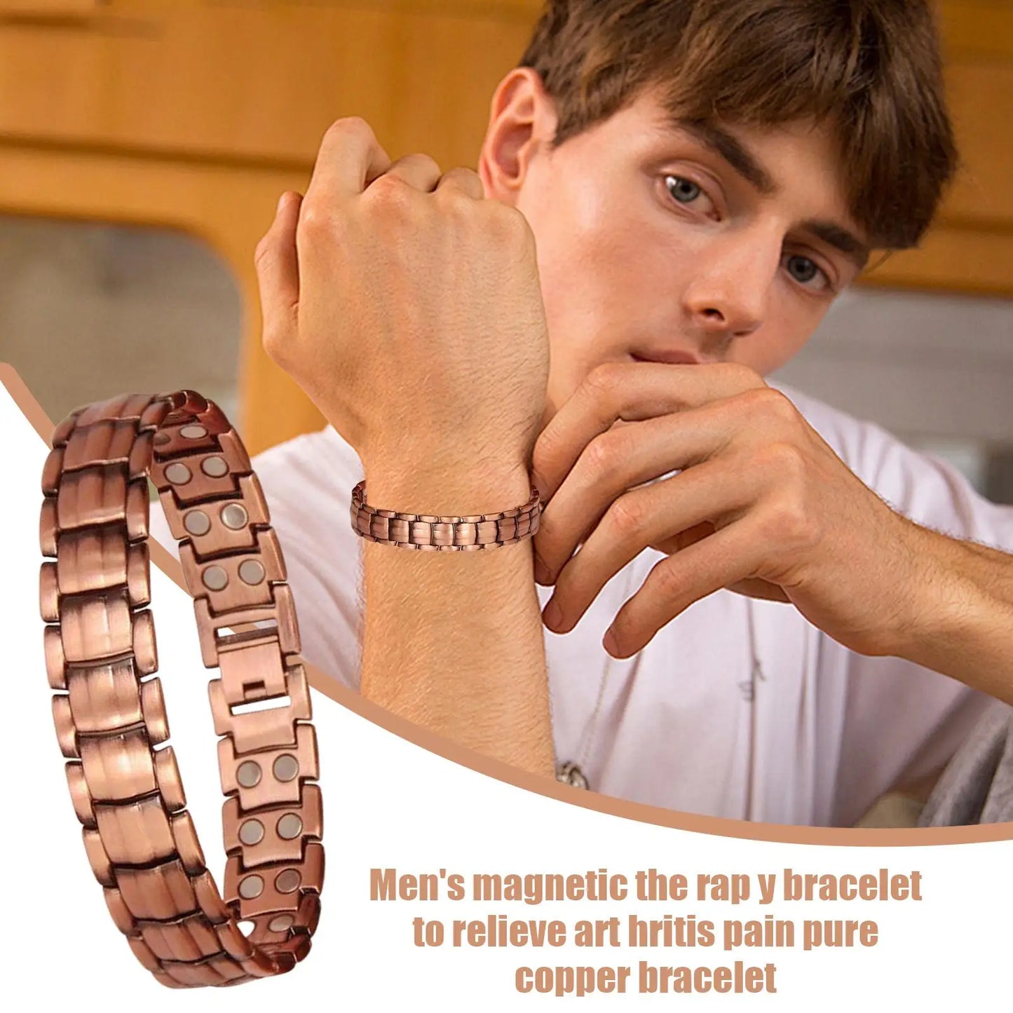 Moderngaloore Pure Copper Magnetic Bracelet for Men – Arthritis Pain Relief Jewelry, Daily Wellness Accessory