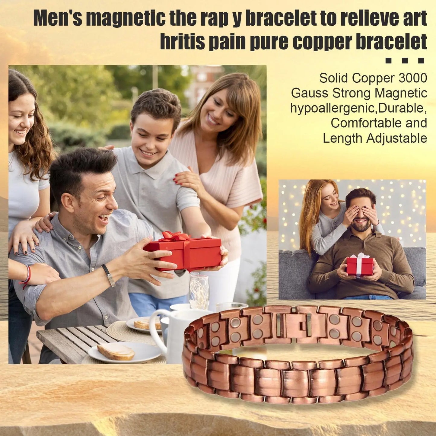 Moderngaloore Pure Copper Magnetic Bracelet for Men – Arthritis Pain Relief Jewelry, Daily Wellness Accessory