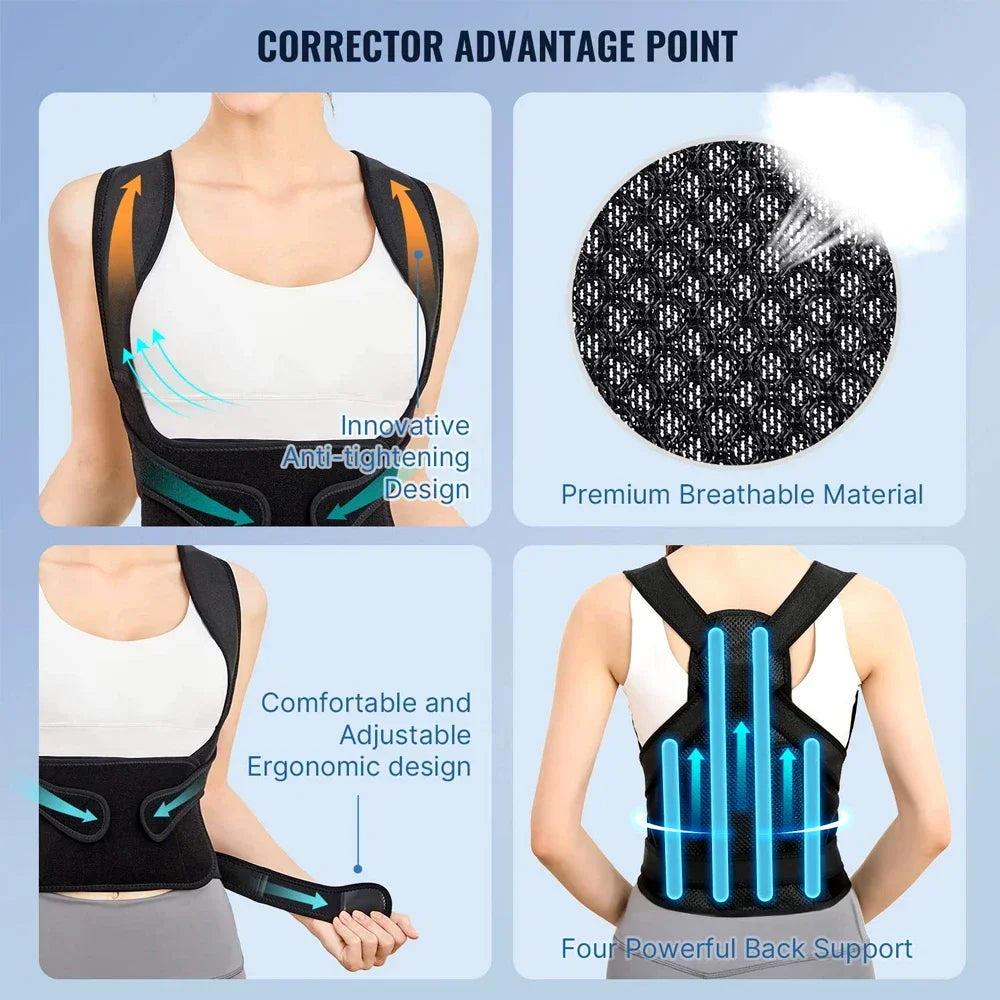 Orthèse de maintien et correcteur de posture Moderngaloore Full Back Dominator – Soutien dorsal réglable