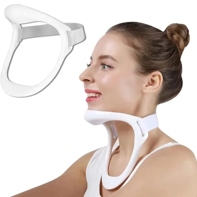 Moderngaloore Adjustable Neck Brace Cervical Posture Corrector - breathable foam support, white