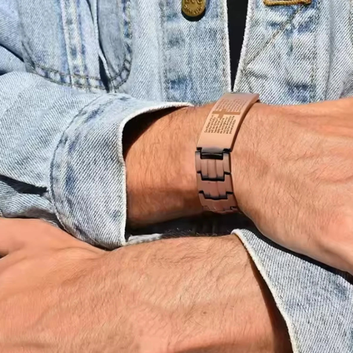 Moderngaloore Mens Pure Copper Magnetic Bracelet – Cross Design Double-Row Magnet, Gift for Husband or Dad