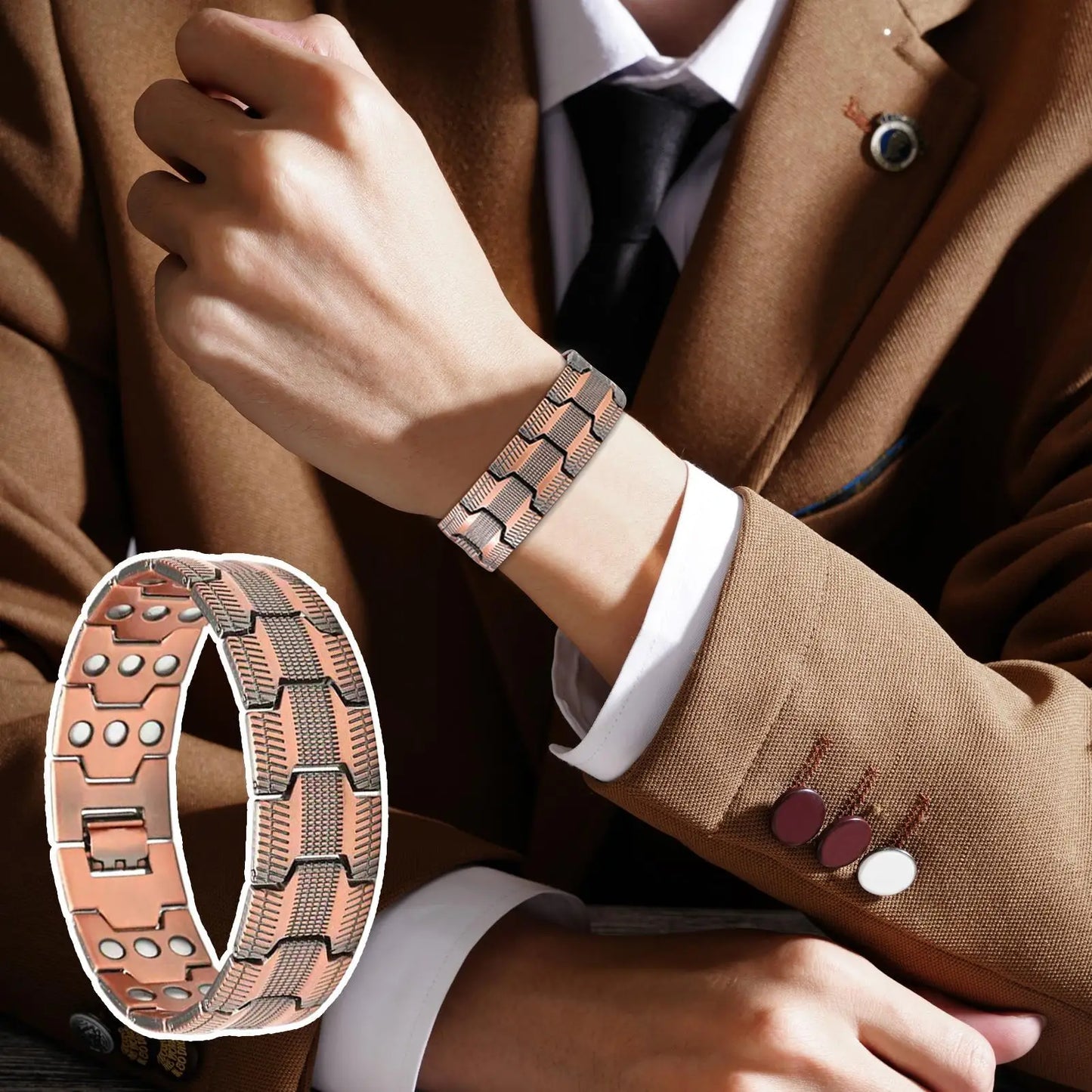 Moderngaloore Copper Magnetic Bracelet for Men – Energy Health Wristband for Exercise, Business & Daily Wear