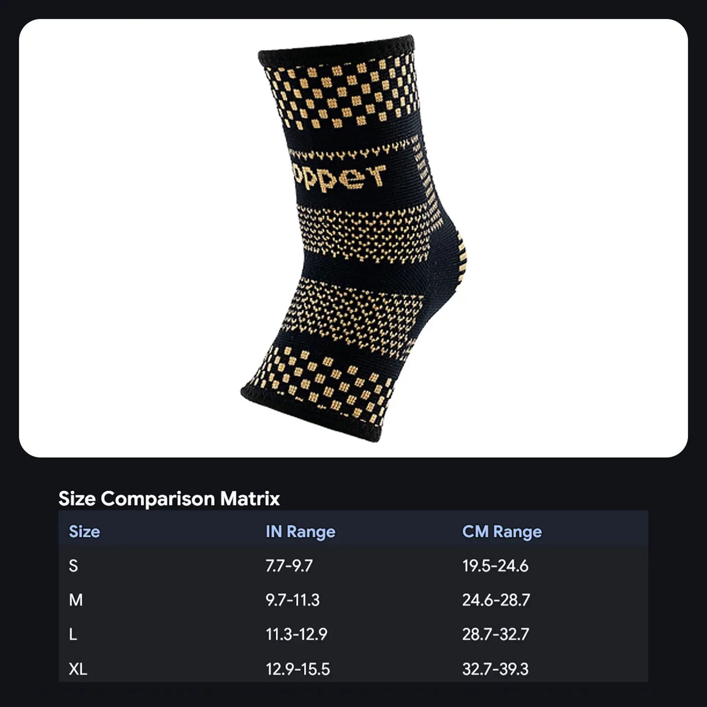 Moderngaloore Copper Ankle Brace Compression Sleeve for Men & Women – Achilles Tendon, Plantar Fasciitis & Sprain Pain Relief