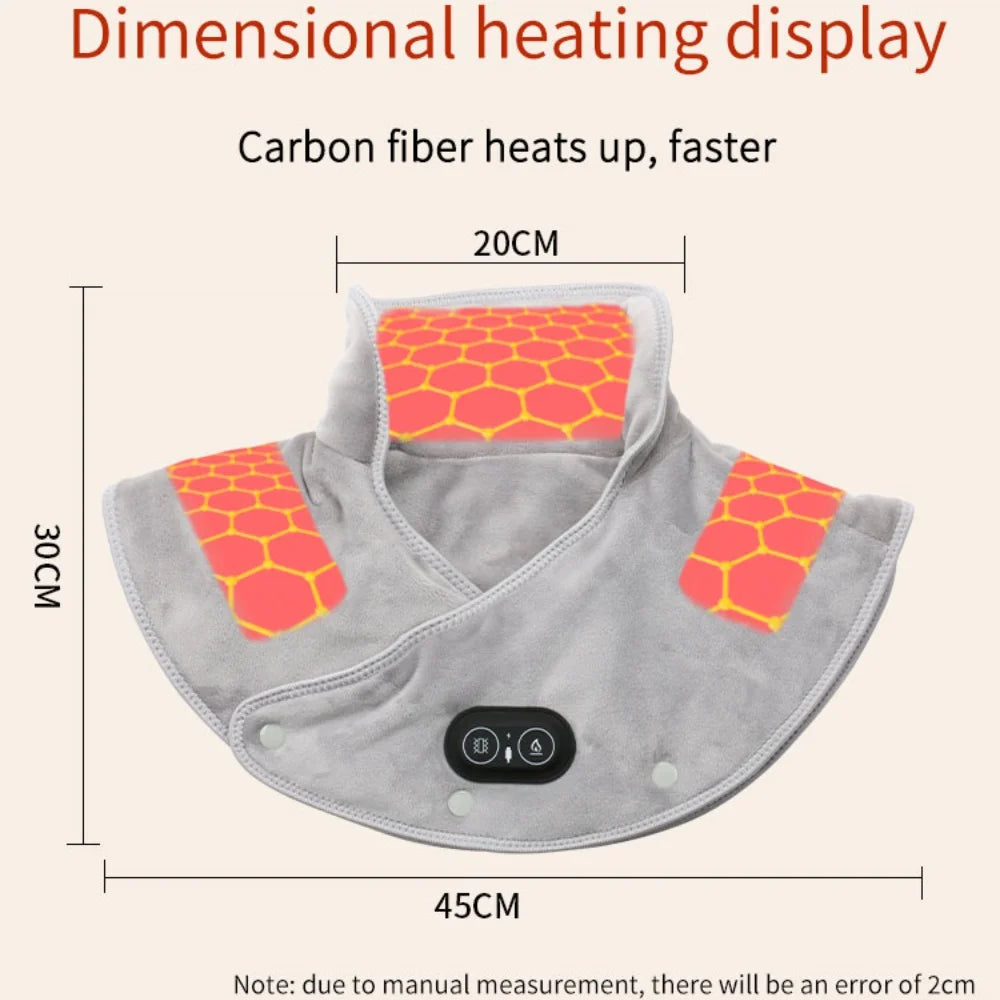 Moderngaloore Electric Heating Shoulder & Neck Pad – USB Thermal Compress Cervical Shawl for Muscle Pain Relief