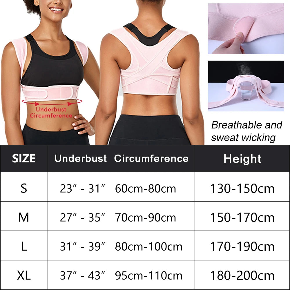 Moderngaloore Adjustable Upper Back Posture Corrector Brace for Men & Women – Breathable Shoulder & Clavicle Support, Pain Relief