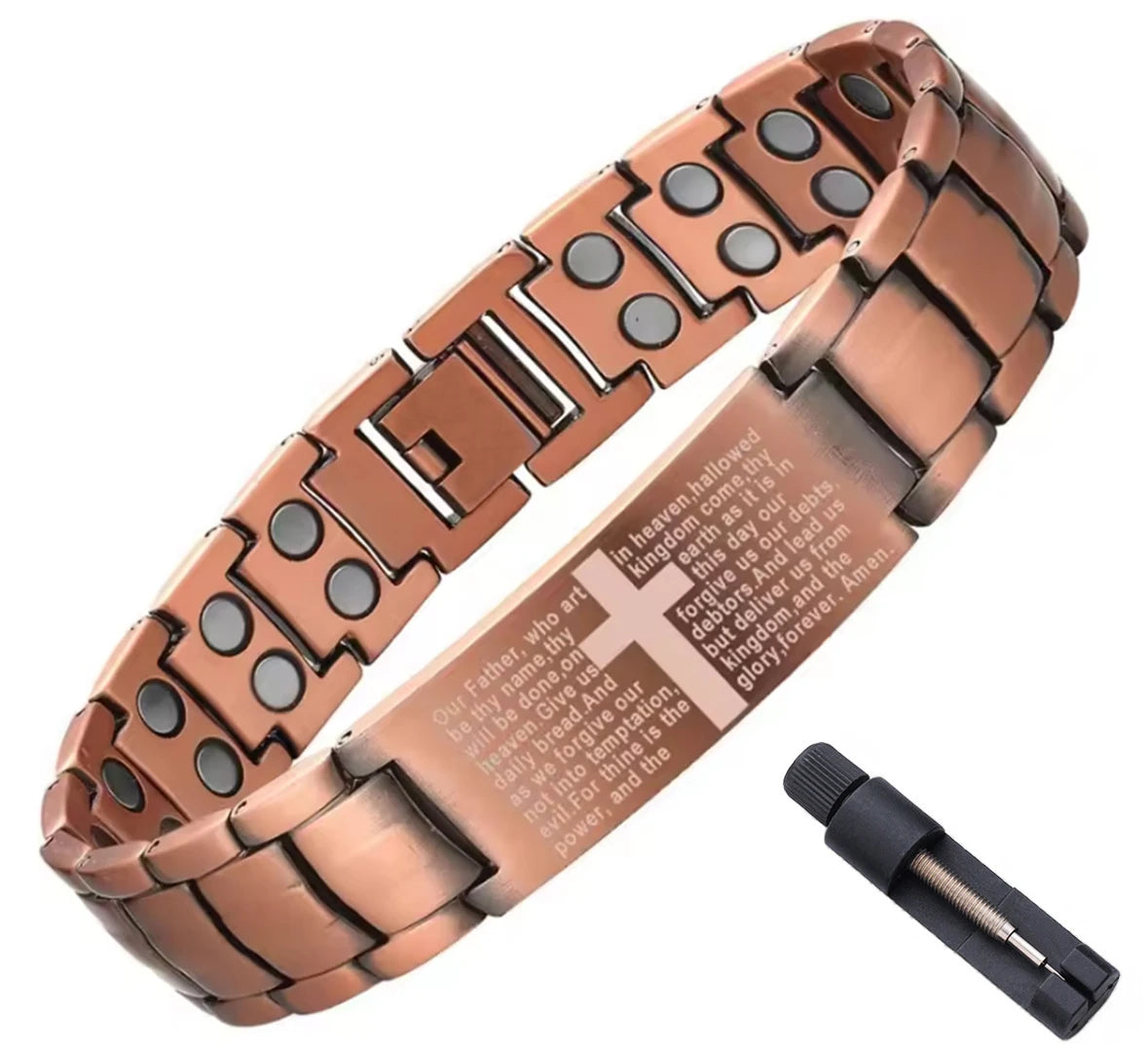 Moderngaloore Mens Pure Copper Magnetic Bracelet – Cross Design Double-Row Magnet, Gift for Husband or Dad