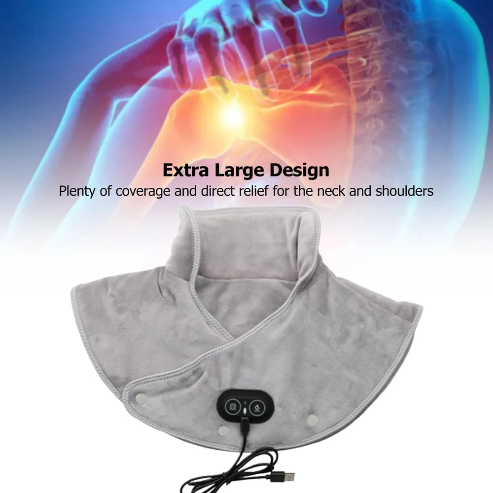 Moderngaloore Electric Heating Shoulder & Neck Pad – USB Thermal Compress Cervical Shawl for Muscle Pain Relief