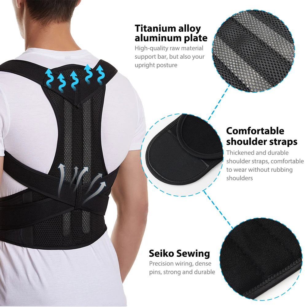 Moderngaloore Adjustable Shoulder Straightener & Full Back Support Brace