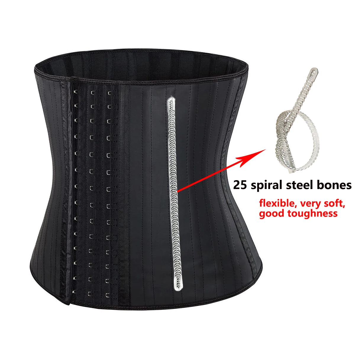 Moderngaloore Steel Bone Latex Waist Trainer Corset for Women – Hook & Eye Underbust Cincher | S–XXXL