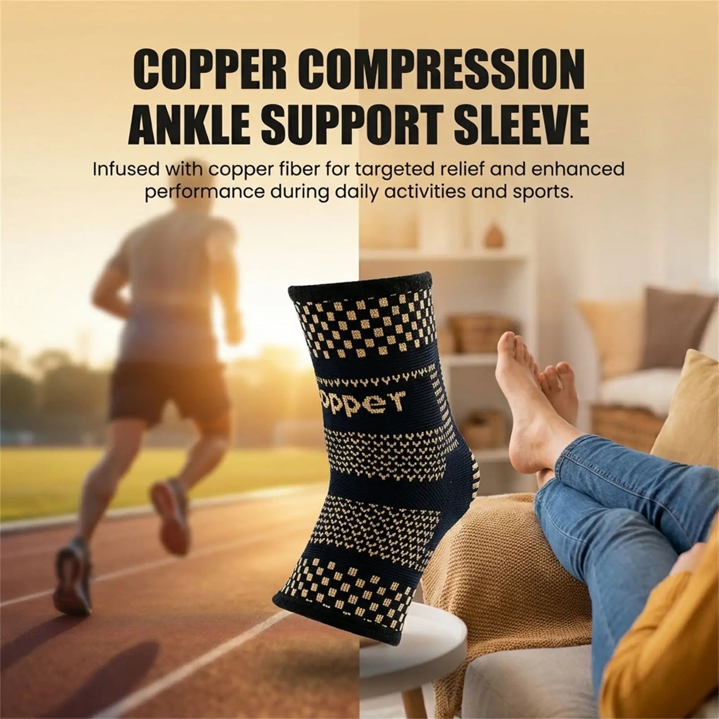 Moderngaloore Copper Ion Compression Support Sleeve for Ankle & Wrist – Gym & Outdoor Sports Joint Support | S-XL