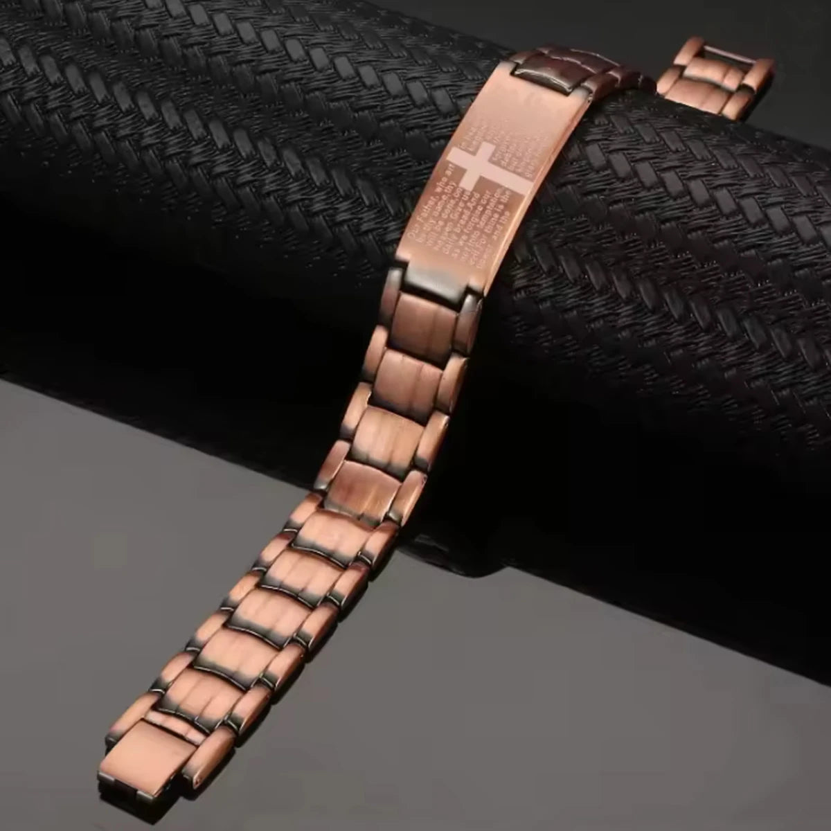 Moderngaloore Mens Pure Copper Magnetic Bracelet – Cross Design Double-Row Magnet, Gift for Husband or Dad
