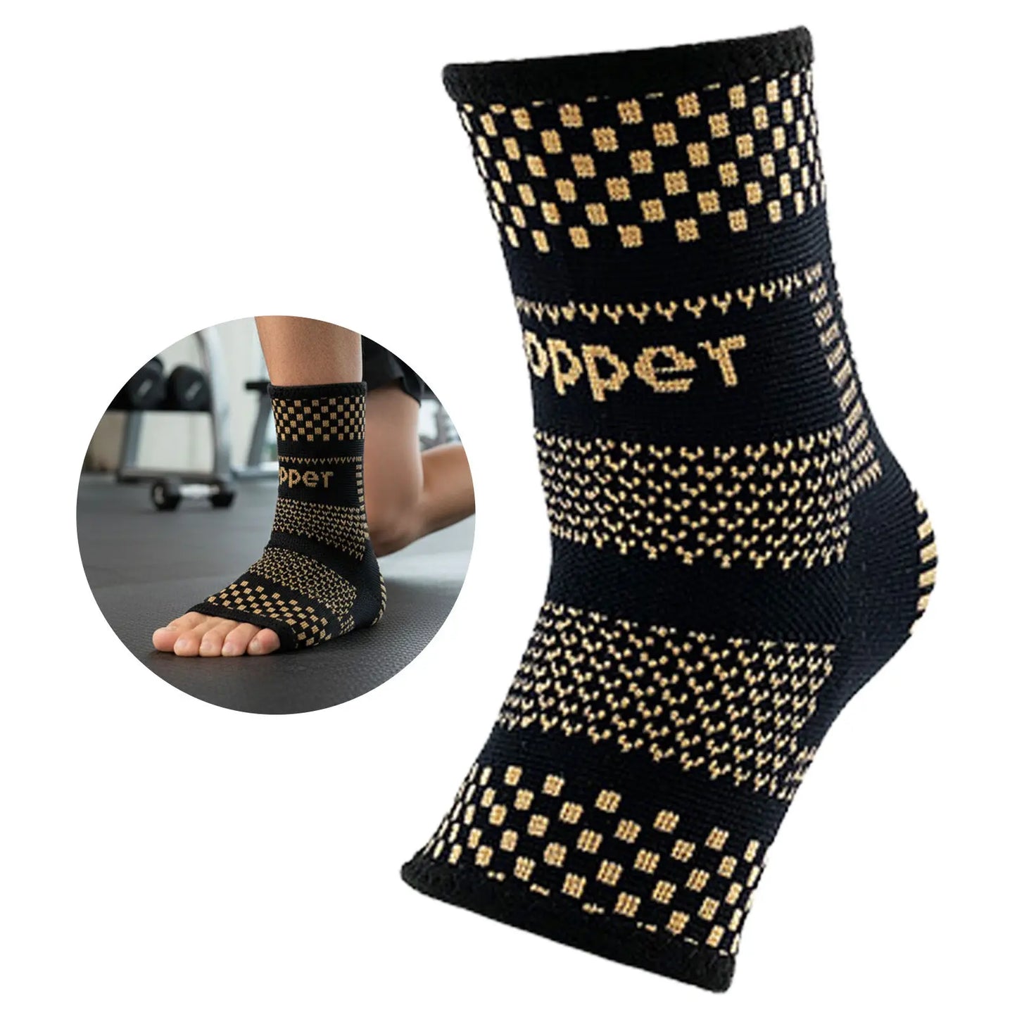 Moderngaloore Copper Ankle Brace Compression Sleeve for Men & Women – Achilles Tendon, Plantar Fasciitis & Sprain Pain Relief
