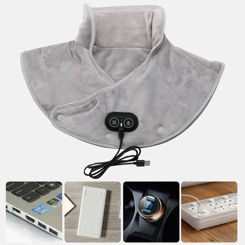 Moderngaloore Electric Heating Shoulder & Neck Pad – USB Thermal Compress Cervical Shawl for Muscle Pain Relief