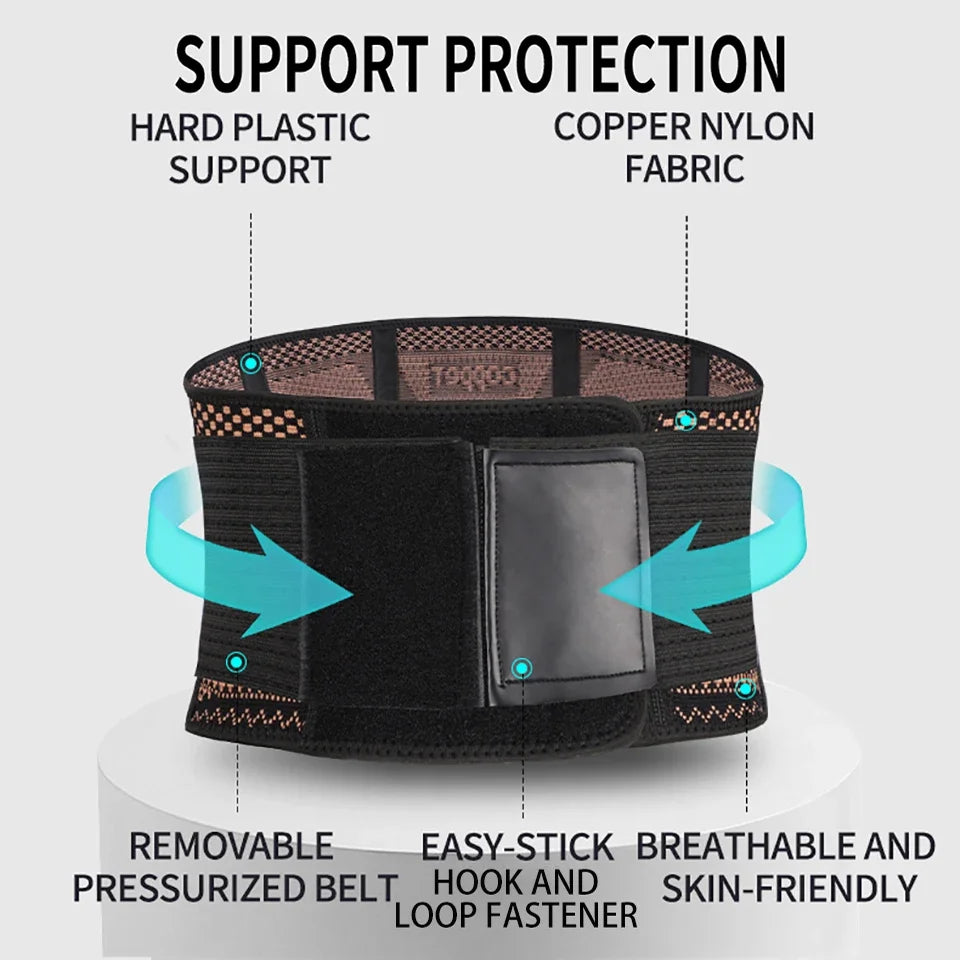 Moderngaloore Copper Back Brace for Men & Women – Adjustable Lumbar Support Belt for Sciatica & Lower Back Pain