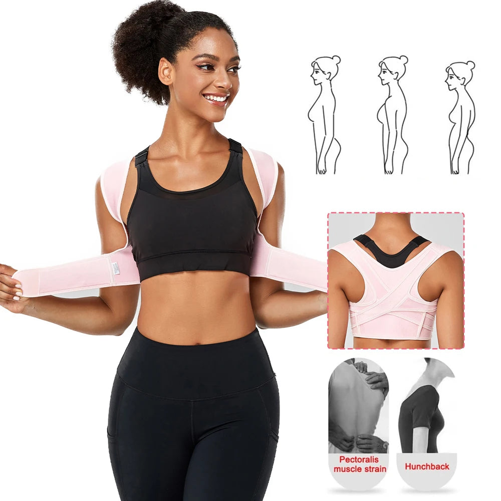 Moderngaloore Adjustable Upper Back Posture Corrector Brace for Men & Women – Breathable Shoulder & Clavicle Support, Pain Relief