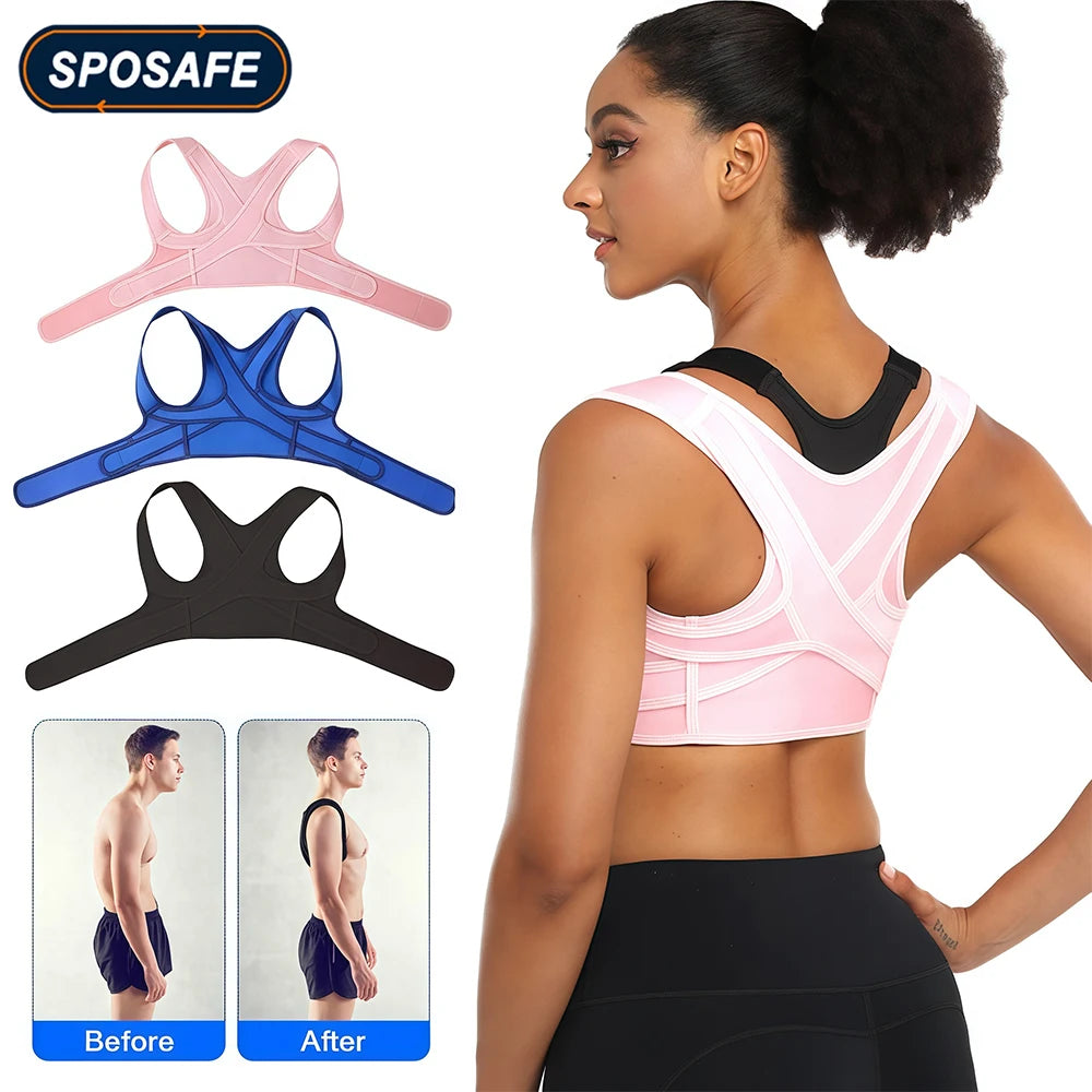 Moderngaloore Adjustable Upper Back Posture Corrector Brace for Men & Women – Breathable Shoulder & Clavicle Support, Pain Relief