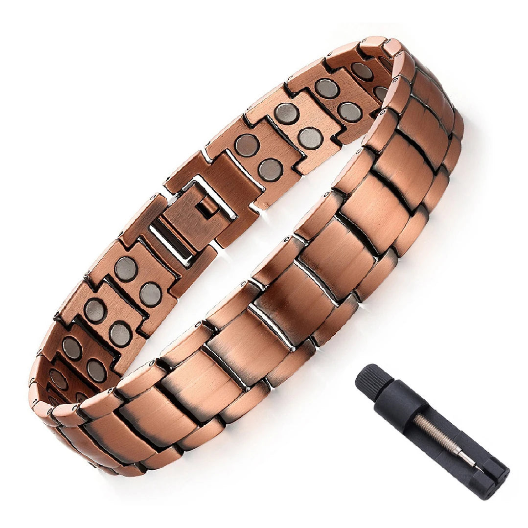 Moderngaloore Mens Pure Copper Magnetic Bracelet – Cross Design Double-Row Magnet, Gift for Husband or Dad
