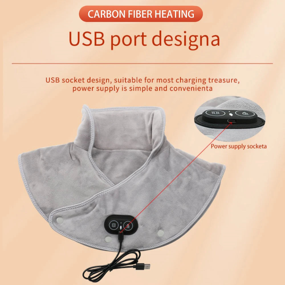 Moderngaloore Electric Heating Shoulder & Neck Pad – USB Thermal Compress Cervical Shawl for Muscle Pain Relief