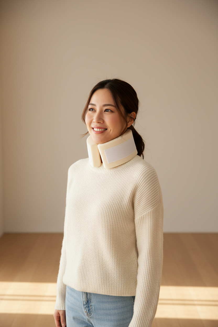 Asian woman - soft neck brace