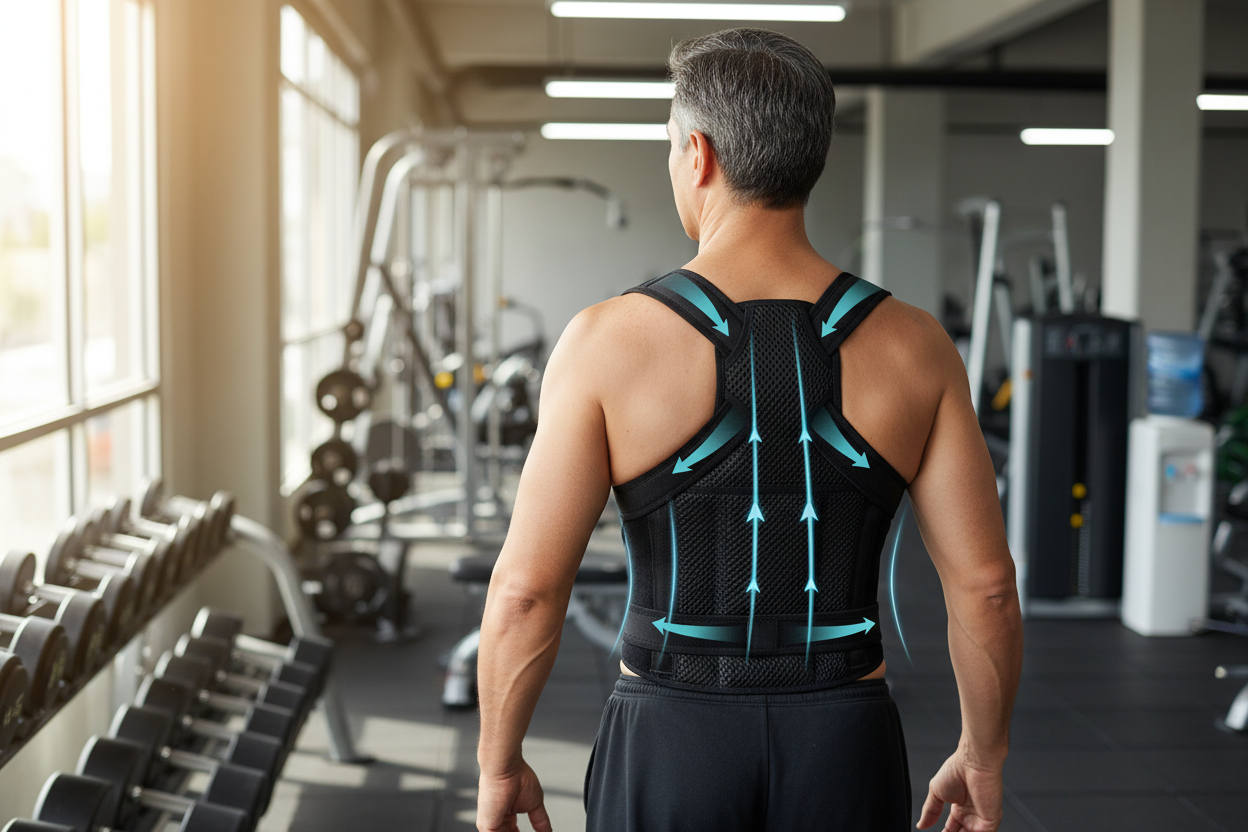 Latino man wearing full back brace