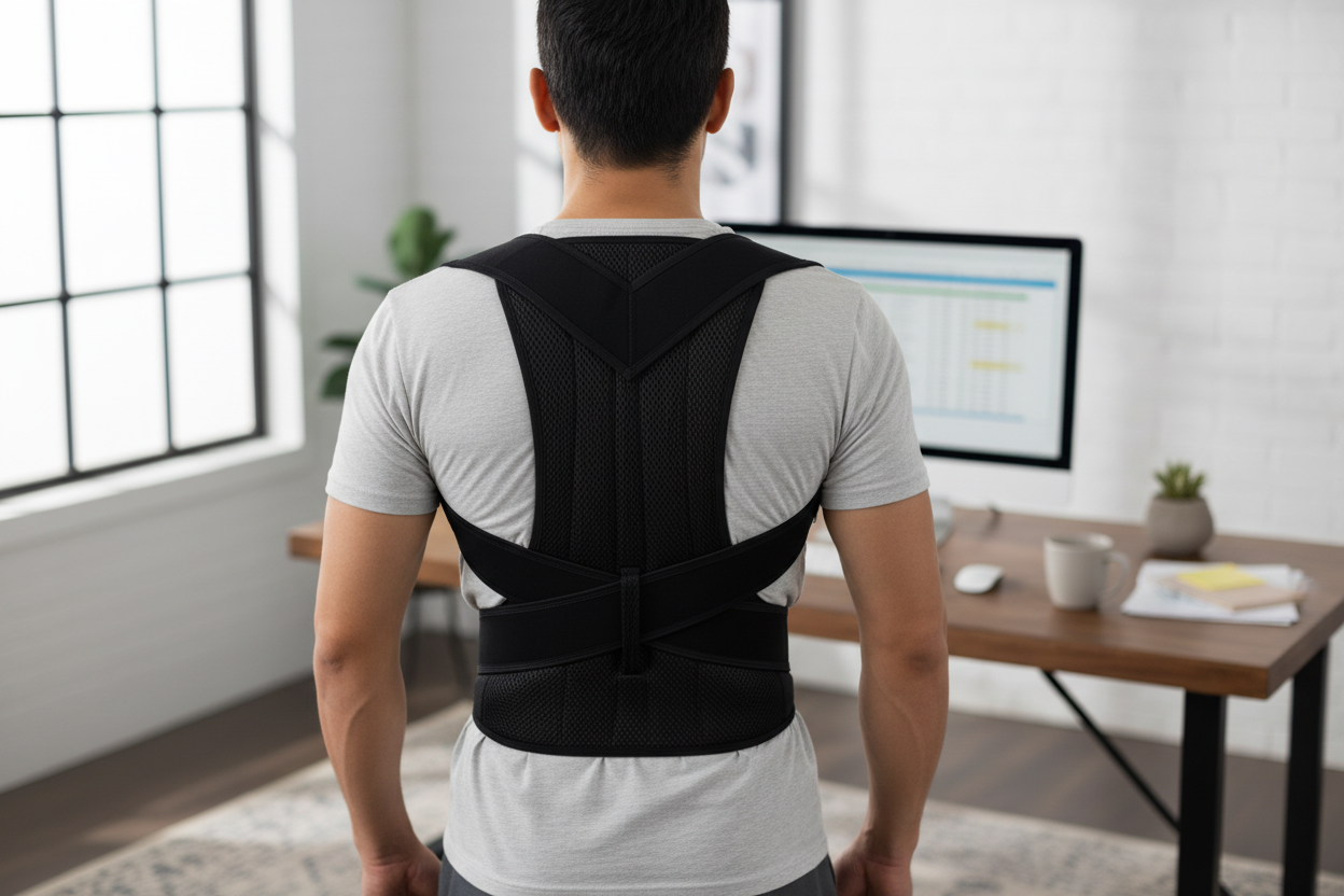 Latino man wearing full back brace